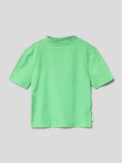 Tom Tailor Cropped T-Shirt Mit Stehkragen - Grün