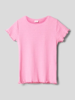 S.Oliver RED LABEL T-Shirt Mit Ripp-Struktur - Pink