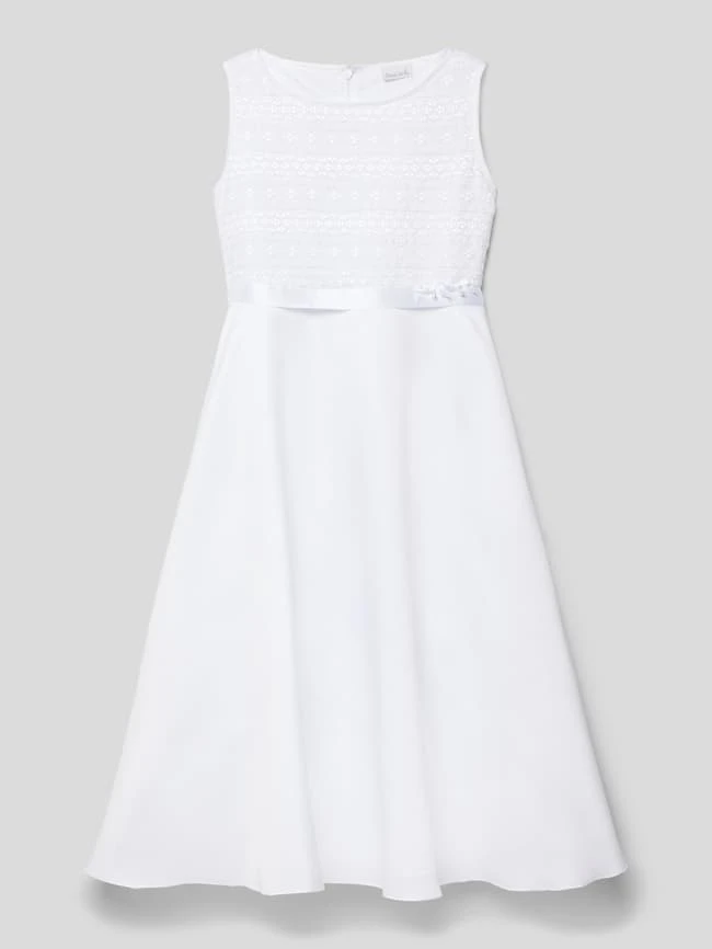 Weise Kommunionskleid Mit Spitzenbesatz - Weiß 3 Weise Kommunionskleid Mit Spitzenbesatz - Weiß
