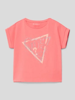 Guess T-Shirt Mit Label-Detail - Pink
