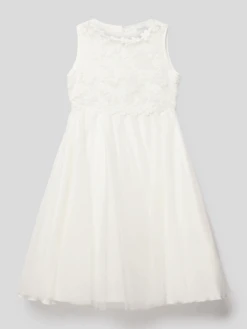 Weise Kommunionskleid Mit Spitzenbesatz - Ecru