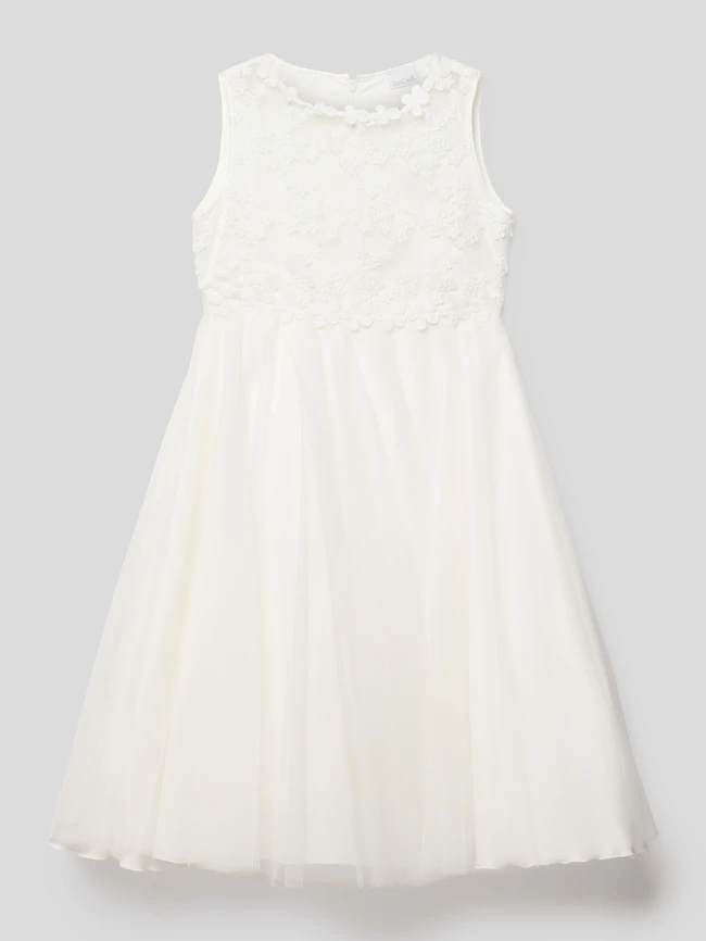 Weise Kommunionskleid Mit Spitzenbesatz - Ecru 3 Weise Kommunionskleid Mit Spitzenbesatz - Ecru