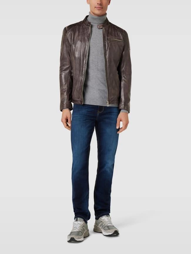 Milestone Lederjacke Mit Stehkragen Modell 'Emilio' - Dunkelbraun 3 Milestone Lederjacke Mit Stehkragen Modell 'Emilio' - Dunkelbraun