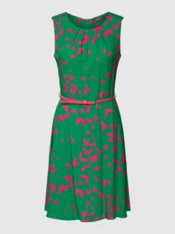 Montego Knielanges Kleid Aus Viskose Mit Taillengürtel - Grün