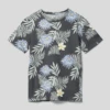Jack & Jones T-Shirt Mit Floralem Muster - Anthrazit