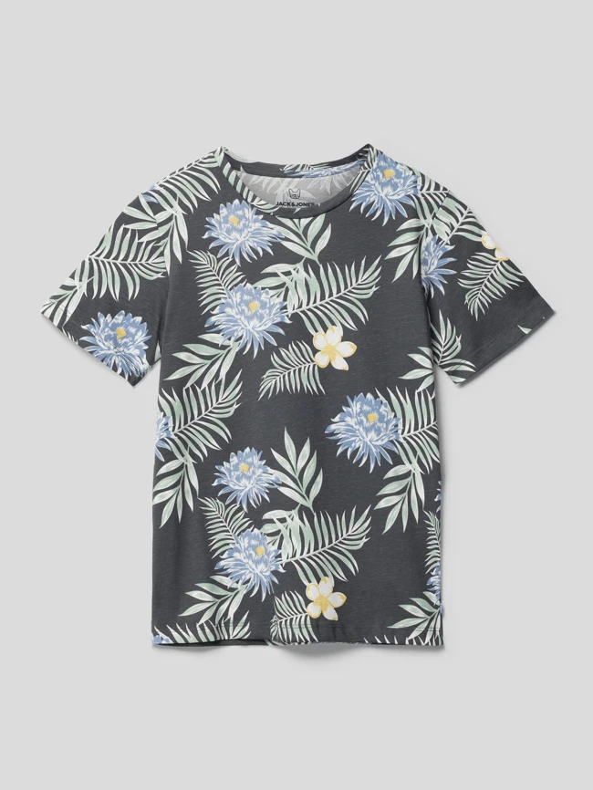 Jack & Jones T-Shirt Mit Floralem Muster - Anthrazit 3 Jack & Jones T-Shirt Mit Floralem Muster - Anthrazit