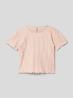 Only T-Shirt In Ripp-Optik Modell 'KONNELLA' - Altrosa