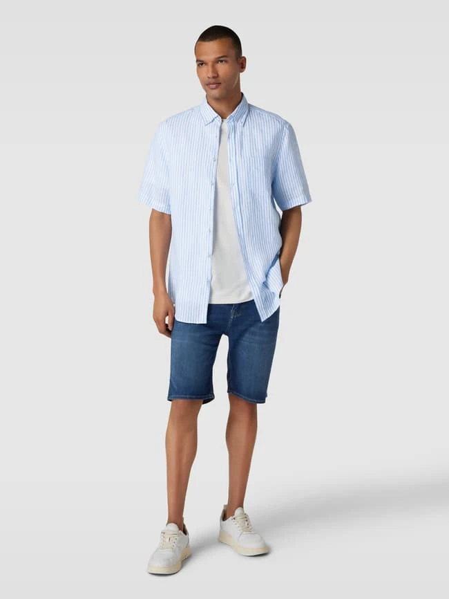 Christian Berg Men Freizeithemd Aus Leinen Mit Brusttasche - Bleu 3 Christian Berg Men Freizeithemd Aus Leinen Mit Brusttasche - Bleu