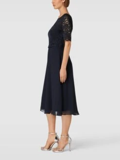 Christian Berg Cocktail Cocktailkleid Mit Spitzenbesatz - Marineblau Meliert