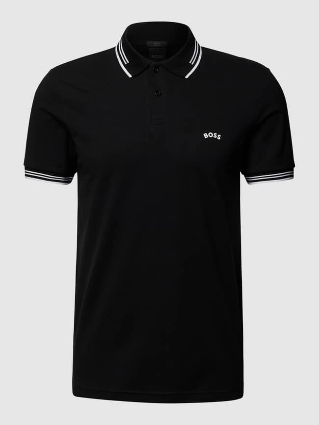 BOSS Green Slim Fit Poloshirt Mit Kontraststreifen Modell 'Paul Curved' - Schwarz 4 BOSS Green Slim Fit Poloshirt Mit Kontraststreifen Modell 'Paul Curved' - Schwarz – Bild 2