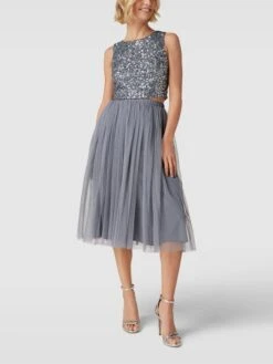 Jake*s Cocktail Top Mit Paillettenbesatz - Mittelgrau Meliert