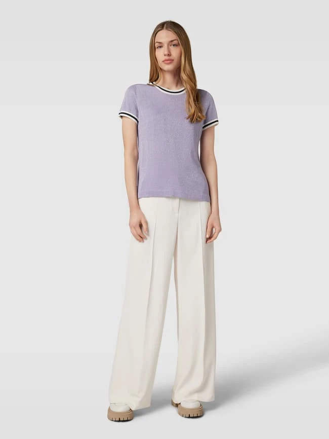 Jake*s Collection Strickshirt Mit Abschlüssen Mit Kontraststreifen - Lila 3 Jake*s Collection Strickshirt Mit Abschlüssen Mit Kontraststreifen - Lila