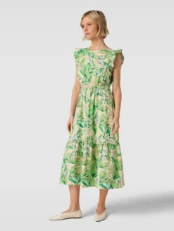 YAS Midikleid Mit Elastischem Taillenbund - Grün