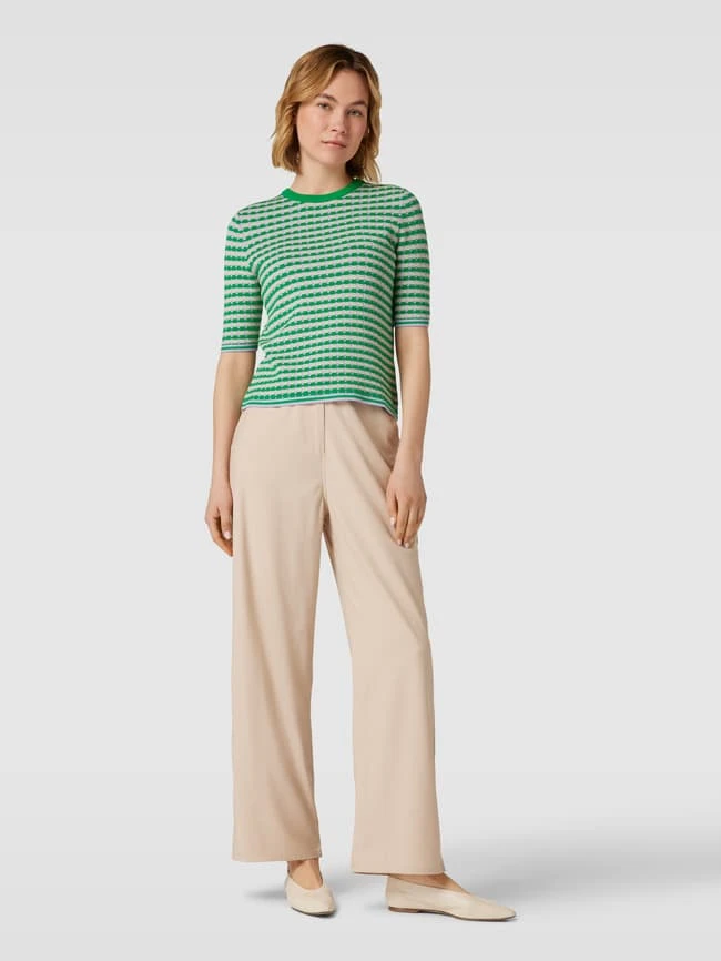 Jake*s Collection T-Shirt Aus Viskose-Mix Mit Allover-Muster - Apfelgrün 3 Jake*s Collection T-Shirt Aus Viskose-Mix Mit Allover-Muster - Apfelgrün