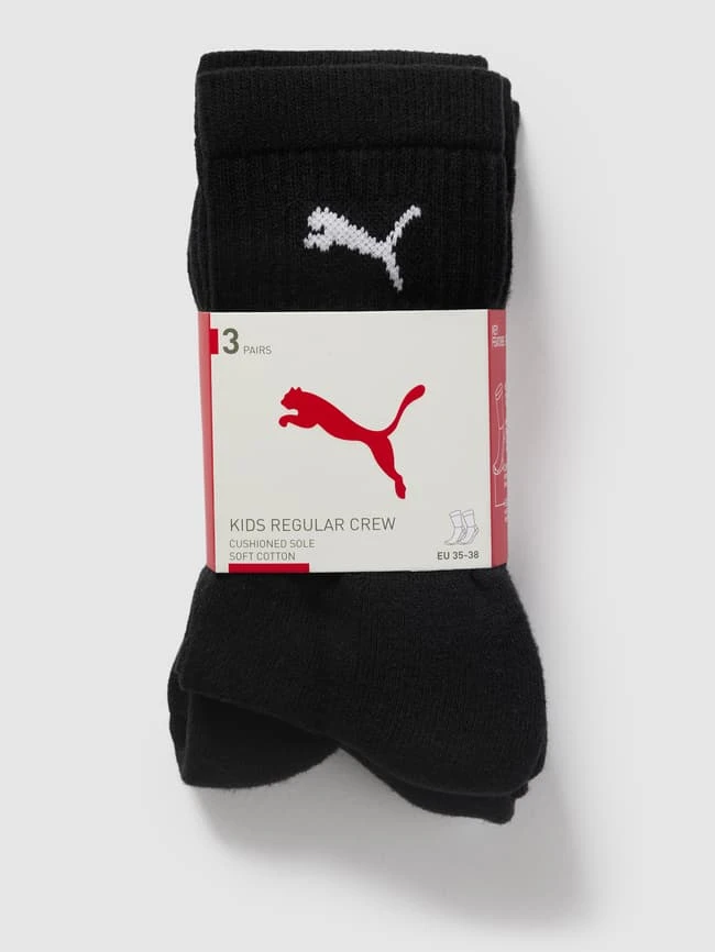 Puma Socken Mit Label-Print Im 3er-Pack Modell 'JUNIOR CREW SOCK 3P' - Schwarz 5 Puma Socken Mit Label-Print Im 3er-Pack Modell 'JUNIOR CREW SOCK 3P' - Schwarz – Bild 3