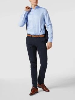 Jake*s Slim Fit Business-Hemd Aus Twill Mit Extra Langem Arm - Hellblau