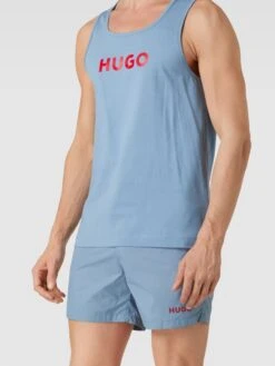 HUGO Badehose Mit Label-Print Modell 'HAITI' - Hellblau