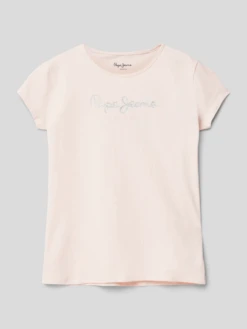 Pepe Jeans T-Shirt Mit Label-Detail Modell 'HANA' - Hellrosa