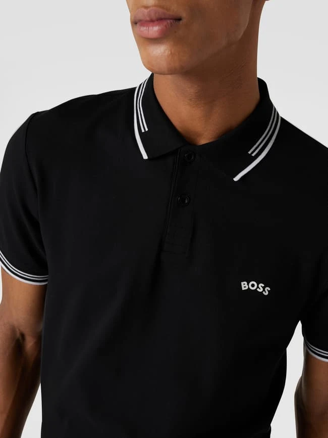 BOSS Green Slim Fit Poloshirt Mit Kontraststreifen Modell 'Paul Curved' - Schwarz 5 BOSS Green Slim Fit Poloshirt Mit Kontraststreifen Modell 'Paul Curved' - Schwarz – Bild 3
