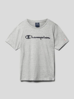 CHAMPION T-Shirt Mit Label-Print - Mittelgrau Meliert