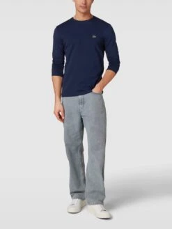 Lacoste Longsleeve Mit Logo-Stitching - Marineblau