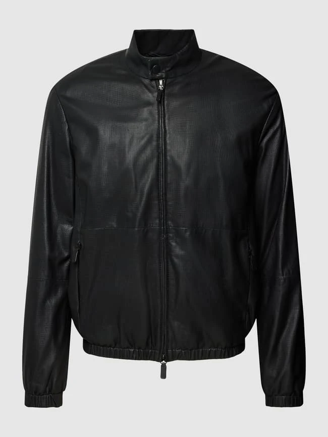 Emporio Armani Bikerjacke Mit Strukturmuster - Schwarz 4 Emporio Armani Bikerjacke Mit Strukturmuster - Schwarz – Bild 2