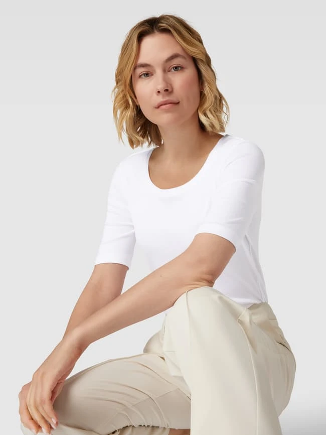 Christian Berg Woman T-Shirt Mit Geripptem Rundhalsausschnitt - Weiß 5 Christian Berg Woman T-Shirt Mit Geripptem Rundhalsausschnitt - Weiß – Bild 3