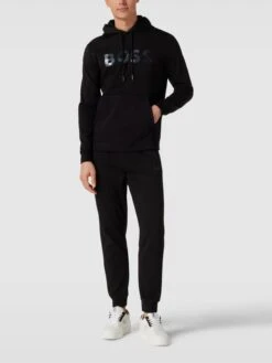 BOSS Green Hoodie Mit Label-Print Modell 'Soody Mirror' - Schwarz