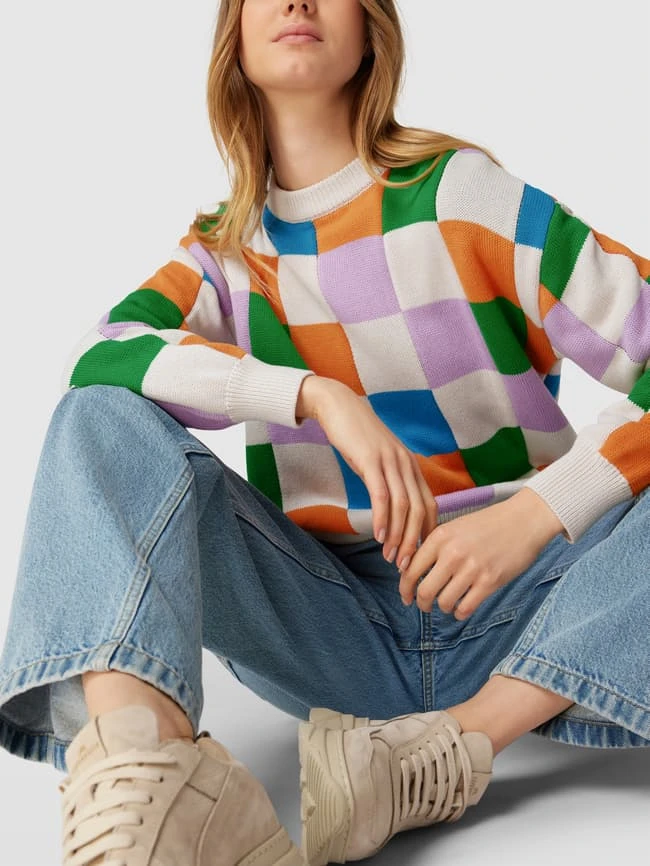 Jake*s Casual Strickpullover Mit Karomuster - Offwhite 5 Jake*s Casual Strickpullover Mit Karomuster - Offwhite – Bild 3