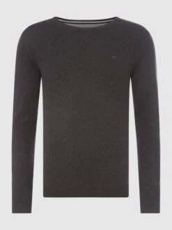 Tom Tailor Pullover Aus Baumwolle Mit Logo-Stickerei - Anthrazit