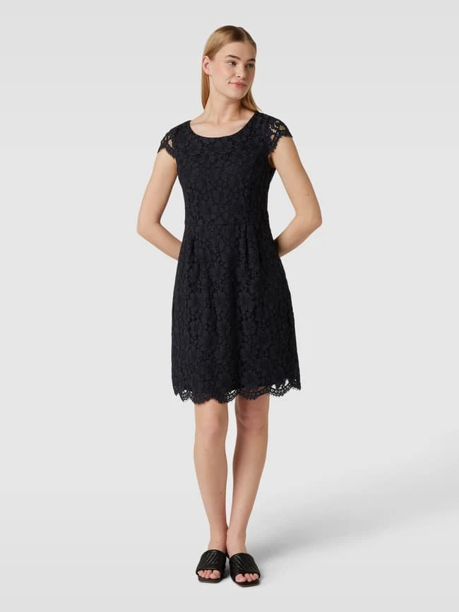 Montego Knielanges Kleid Mit Floralen Stickereien - Marineblau 3 Montego Knielanges Kleid Mit Floralen Stickereien - Marineblau