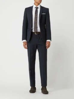 DIGEL Extra Slim Fit 2-Knopf-Sakko Mit Schurwoll-Anteil - Marineblau