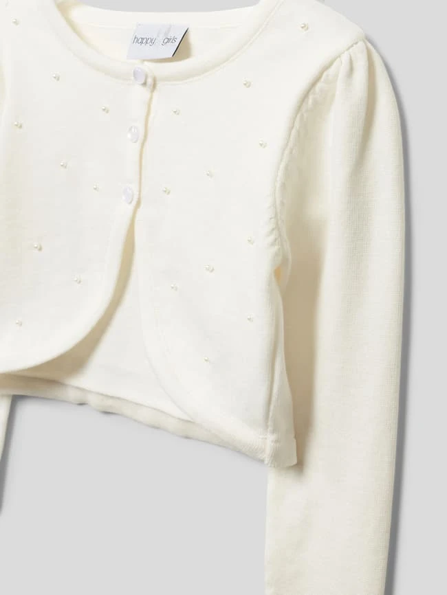 Happy Girls Cropped Strickjacke Mit Zierperlenbesatz - Weiß 4 Happy Girls Cropped Strickjacke Mit Zierperlenbesatz - Weiß – Bild 2