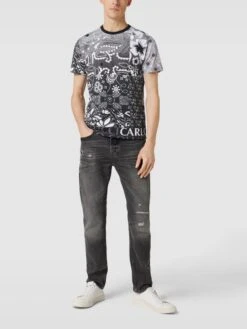 CARLO COLUCCI T-Shirt Mit Allover-Muster - Schwarz