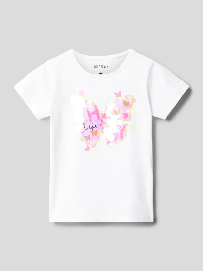 Blue Seven T-Shirt Mit Paillettenbesatz - Weiß 3 Blue Seven T-Shirt Mit Paillettenbesatz - Weiß