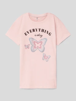 Only T-Shirt Mit Motiv-Print Modell 'KITA' - Hellrosa