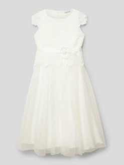 Weise Kommunionskleid Mit Spitzenbesatz - Ecru