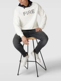 FIRE + ICE Hoodie In Two-Tone-Machart Modell 'Valle' - Offwhite