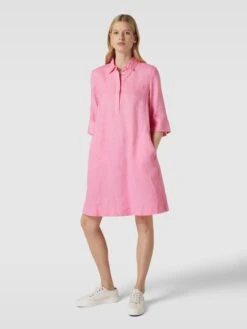 Christian Berg Woman Blusenkleid Aus Leinen Mit Umlegekragen - Pink