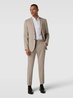 Selected Homme Slim Fit 2-Knopf-Sakko Mit Reverskragen Modell 'LIAM' - Taupe