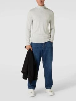 MCNEAL Longsleeve Mit Geripptem Rollkragen - Silber Meliert