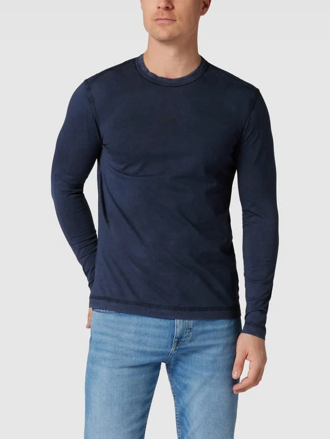 BOSS Orange Longsleeve Mit Label-Print - Marineblau Meliert 6 BOSS Orange Longsleeve Mit Label-Print - Marineblau Meliert – Bild 4