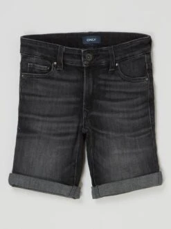Only Slim Fit Jeansshorts Mit Stretch-Anteil Modell 'Matt' - Schwarz