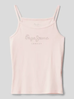 Pepe Jeans Top In Feinripp-Optik Modell 'ANASTASIA' - Hellrosa