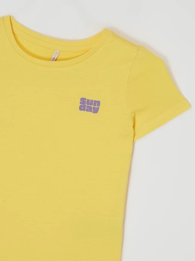 Only T-Shirt Aus Baumwolle Modell 'Weekday' - Hellgelb 4 Only T-Shirt Aus Baumwolle Modell 'Weekday' - Hellgelb – Bild 2